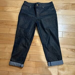 Chicos size 1 gold shimmer denim capris